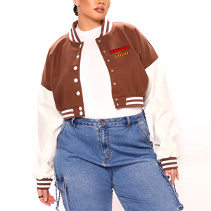 Nueva Chaqueta Varsity de 2 Tonos para Mujer, Hecha a Medida, 100% Algodón, Transpirable, Resistente al Viento, para Uso Casual de Invierno, con Logotipo Impreso Personalizado - Product Image 4