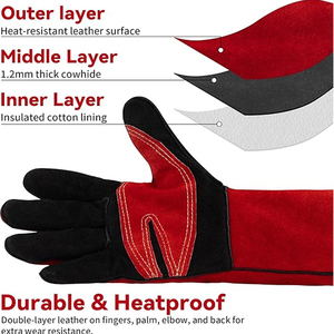 Gants de sécurité anti-coupure de qualité supérieure en cuir de vachette personnalisé avec logo imprimé sur mesure et protection TPR contre les chocs - Product Image 6