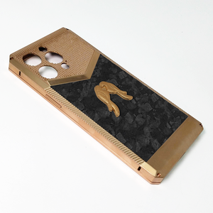 Étui de luxe personnalisable deux en un, logo d'oiseau gravé, avec grand carbone Fordge noir pour boîtier d'iPhone - Product Image 3