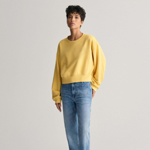 Sweat-shirt court à col rond et épaules tombantes, personnalisé, décontracté, à manches longues, avec motif graphique, pour femme, vente en gros - Product Image 1