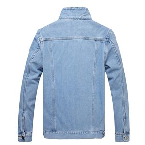 OEM Custom Front Logo Waterproof Breathable Denim Jacket for <b>Men</b> Winter High Street Fashion Cotton Blend Fitted Long Sleeve - Product Image 2