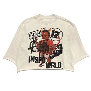 Camiseta gráfica estampada para hombre, camiseta de media manga 100% de algodón pesado para hombre, camiseta Unisex recortada con dobladillo curvo crudo - Product Image 4