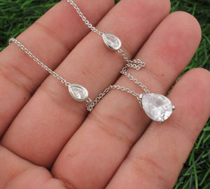 Collar de Lujo de Plata de Ley 925 Chapado en Platino con Circonita Cúbica Vintage, Grado AAA, Solitario, Unisex, para Boda, Joyería Nupcial - Product Image 3