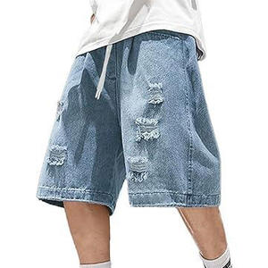 Short en jean déchiré pour homme, coupe décontractée, fermeture boutonnée, design personnalisé, séchage rapide, respirant, idéal pour l'été - Product Image 4