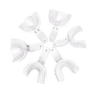 Ensemble professionnel de 6 porte-empreintes dentaires en plastique autoclavables, 3 tailles (petites, moyennes, grandes), perforées, réutilisables, rigides - Product Image 1