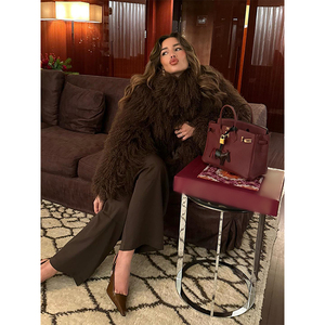 Women Fashion Solid Thicken Faux Fur Coat Elegant Lapel Long Sleeve Cropped Vintage Casual High Street Outerwear - Product Image 1