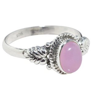 Anillos de plata de ley 925 de cuarzo rosa, forma ovalada impecable, joyería de plata India hecha a mano - Product Image 1