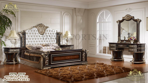 Lit capitonné en cuir de luxe avec tables d'appoint Lit capitonné en cuir moderne avec tables de chevet Lits modernes faits à la main et ensemble de chambre à coucher - Product Image 5