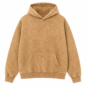 Pull-over uni vintage délavé effet usé respirant avec logo personnalisé style streetwear hip-hop en molleton bouclette 100 % coton 350 g/m² épais - Product Image 1