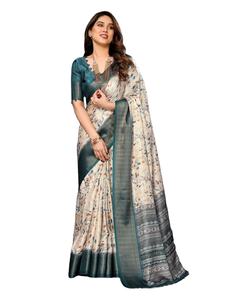 New Designer Banarasi Heavy Cotton Silk Saree Ethnically Styled Floral Digital Print Bandana Ethnic <b>Bandanas</b> Product Category - Product Image 2