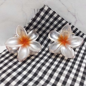 Pinces à cheveux en plastique - Accessoires capillaires floraux hawaïens, pétales translucides givrés, pour une ambiance tropicale parfaite pour les filles et les femmes - Product Image 3