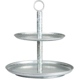Présentoir à gâteaux rond en métal galvanisé à 2 niveaux style ferme avec piédestal en cuivre pour la présentation de desserts lors de mariages et de fêtes - Vente en gros - Product Image 3
