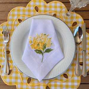 Serviettes carrées en coton et lin brodées avec ourlet festonné, 6 pièces, pour mariage et plage, personnalisation OEM, vente en gros - Product Image 4