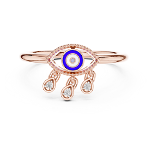 Anillo de compromiso con diamante cultivado en laboratorio EVIL EYE, chapado en oro amarillo de 18 quilates y rodio, ideal para fiestas, San Valentín, eventos glamurosos o uso diario. - Product Image 4