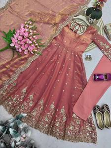 Conjunto de Salwar Kameez Tradicional para Mujer con Bordado de Lentejuelas y Dupatta de Rayón, Largo hasta el Tobillo, para Bodas, India, Pakistán - Product Image 2