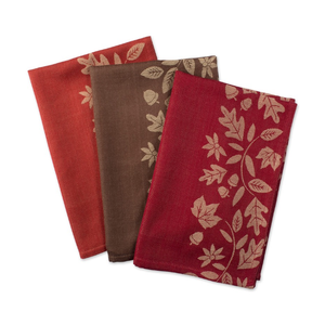 Lot de 3 torchons de cuisine en coton imprimé gaufré motif feuilles d'automne, doux et décoratifs, fournisseur OEM ODM en gros - Product Image 1