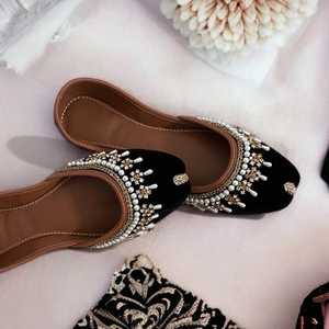 Women Khussa Handmade Embroidered Plus Size <b>Open</b> Toe Flats Pumps Traditional Pakistani Soft Comfortable Ethnic Footwear OEM ODM - Product Image 2