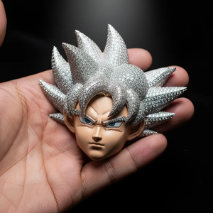 Colgante de Plata 925 con Moissanita, Diseño de Cara de Anime, Corte Brillante Redondo, Microincrustaciones, Unisex, 55g, Regalo de Joyería - Product Image 4