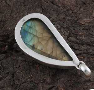Natural Labradorite Teardrop Pendant Sterling Silver Boho Gemstone Necklace Handmade <b>Flash</b> Jewelry Gift For Women - Product Image 6