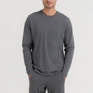 Prix d'usine en gros – T-shirt 100 % coton à manches longues, style urbain, avec empiècements, design uni sur les bras, extensible et séchage rapide - Product Image 1