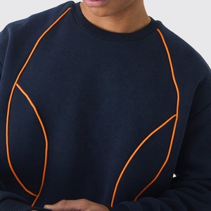 Nueva Llegada Sudadera de Chándal para Hombre Azul Marino Liso con Ribetes, Corte Holgado y Relajado, 100% Algodón Ecológico Transpirable para Primavera - Product Image 3