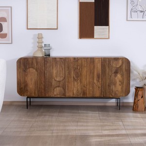 Vandana Crystal Design 4-door Newtro style <b>sideboard</b> in mango wood Moky 175 cm - Product Image 1