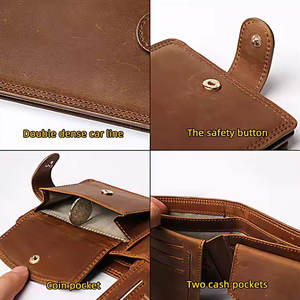 Cartera de cuero genuino para hombre con estructura plegable, protección y interior organizado para tarjetas y efectivo - Product Image 3