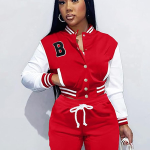 <b>Women</b> Crop Top Baseball Varsity <b>Jacket</b> Custom Streetwear Embroidery Sample Service Available Trusted Exporter - Product Image 1