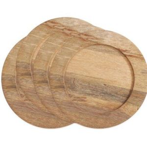 Assiette de service rustique en bois d'acacia avec bord en corde tressée à la main |   Assiette ronde décorative en bois pour mariage, fête et hôtel - Product Image 2