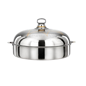 Ensemble Classique et Élégant de 3 Pièces en Acier Inoxydable Argenté, Plat Rond pour Fondue, Couvercle, Lave-Vaisselle, Décoration de Table pour la Maison, l'Hôtel, le Restaurant - Product Image 2