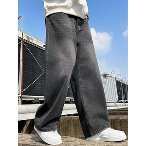 Jean en denim ample vintage décontracté pour homme, coupe large, noir, style streetwear, vente en gros - Product Image 2