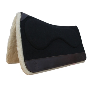 Tapis de selle western en feutre de laine de mouton, doublé polaire, absorbant les chocs, respirant, avec renforts en cuir, prêt à l'emploi - Product Image 1