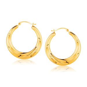 Orecchini a Cerchio Graduati Testurizzati in Oro Giallo 14k, Gioielli per Orecchie alla Moda - Product Image 1