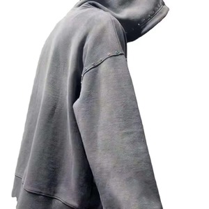 Sweat à capuche surdimensionné vintage en coton épais 460 g/m² délavé à l'acide pour homme - Product Image 4