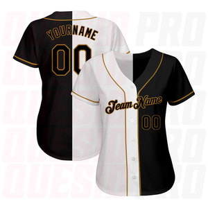 เสื้อเบสบอลแฟชั่นสีขาว-ดำ-ทองโบราณ แบบสปลิต แท้ พร้อมพิมพ์ลายแบบซับลิเมชั่น โลโก้สีตามสั่ง สร้างแบรนด์อย่างมืออาชีพ - Product Image 2