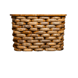 ARTERRA Luxury Teak Solid Wood Rustic Handmade Pebble Stack <b>Console</b> <b>Table</b> <b>for</b> Apartment Hotel Living Room - Product Image 2