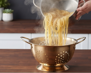 Passoire de cuisine en acier inoxydable de qualité supérieure, plaquée cuivre, avec deux poignées, durable, pour fruits et légumes - Product Image 5