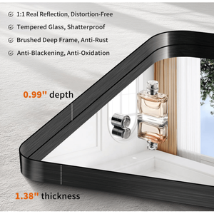 Espejo de Baño Rectangular de 24x30 Pulgadas para Montar en la Pared, con Marco de Vidrio Templado, Antivaho y Antirrotura - Product Image 5