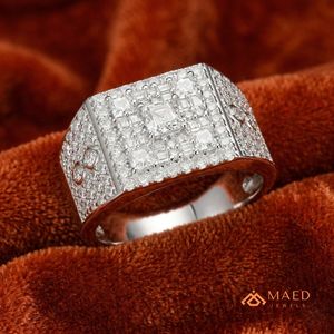 Bague en argent sterling 925 avec moissanite, style princesse, sertie de pierres, pour homme, cadeau, bijoux de mariage, cocktail, forme carrée, pour mariée - Product Image 2