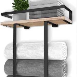 Skies Trader Stainless Steel Folding Towel Rack Wall Mounted Bathroom Shelf with Swivel Bar and 5 Sliding <b>Hooks</b> <b>Chrome</b> Organizer - Product Image 5