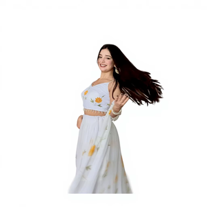 ชุดเลเฮนกาโชลีผ้าจอร์เจตต์เนื้อนุ่มมีประกายวิบวับ ทรงเข้ารูป ยาวคลุมพื้น พิมพ์ลายดิจิทัลลายดอกไม้ สำหรับงานปาร์ตี้และงานแต่งงานสำหรับผู้หญิง - Product Image 2