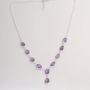 Moku Jewellery Natural Amethyst Necklace 925 Sterling Silver Multi Stone Handmade February Birthstone Statement Jewelry <b>Gift</b> - Product Image 3