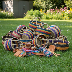 Eco Friendly Bolga Seagrass <b>Basket</b> with Handle Handmade Woven <b>Basket</b> <b>for</b> Shopping Storage Home Decor - Product Image 4
