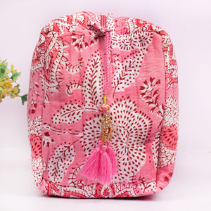 กระเป๋าเครื่องสำอางแบบพกพาขนาดใหญ่ลายบล็อกพิมพ์ลายทนทานใหม่  กระเป๋าใส่เครื่องสำอางแบบควิลท์  กระเป๋าของขวัญสำหรับเพื่อนเจ้าสาว  ซักล้างได้ - Product Image 4