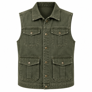 Chaleco de Mezclilla para Hombre, 100% Algodón, Relleno de Plumón, Estilo Casual para Invierno, Diseño Único Personalizable al por Mayor - Product Image 2