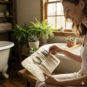 Set de Manicura y Pedicura con Cortaúñas de Acero Inoxidable, 7 Piezas, Bolsa de Lino Enrollable, Herramientas Profesionales para el Cuidado de Uñas de Manos y Pies - Product Image 4