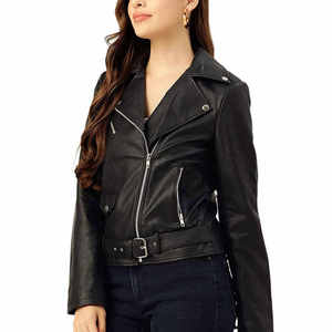 Chaqueta de Cuero Negra para Mujer, Elegante, con Diseño Moderno y Ajustado, Cómoda de Usar y con Materiales de Primera Calidad - Product Image 2