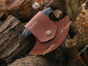 Cuchillo Ulu Premium con Patrón Damasco, Mango de Epoxi, Funda de Cuero, para Camping y Caza, Personalizable, Ambidiestro, Moderno - Product Image 4