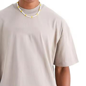 High Quality 100% Cotton Men's Formal Loose Fit <b>T</b>-<b>Shirt</b> Letter <b>Silk</b> Screen Printed Embroidery 230g Fabric Custom Brand - Product Image 4