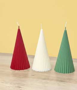 Embrace Modern Elegance with Handmade Scented Smokeless Soy Wax Ribbed <b>Cone</b> <b>Christmas</b> <b>Tree</b> Candles for Holiday Celebrations - Product Image 2